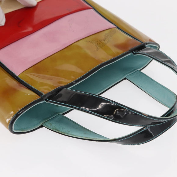 CHANEL Hand Bag Enamel Multicolor Gold CC Auth 151278