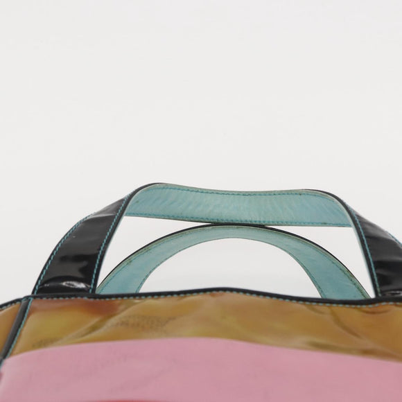 CHANEL Hand Bag Enamel Multicolor Gold CC Auth 151278