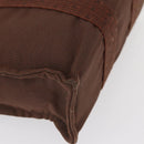 HERMES Her Line PM Tote Bag Canvas Brown Silver Auth 151279-15