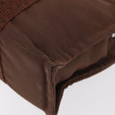 HERMES Her Line PM Tote Bag Canvas Brown Silver Auth 151279-16