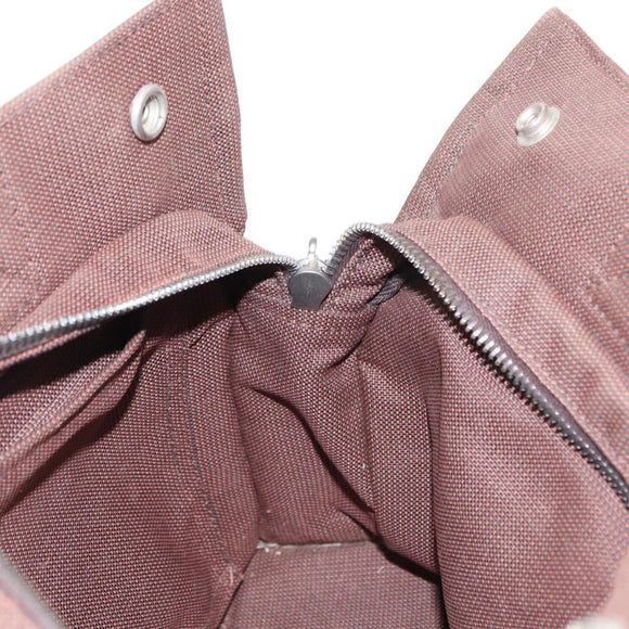 HERMES Her Line PM Tote Bag Canvas Brown Silver Auth 151279