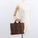 HERMES Her Line PM Tote Bag Canvas Brown Silver Auth 151279-21