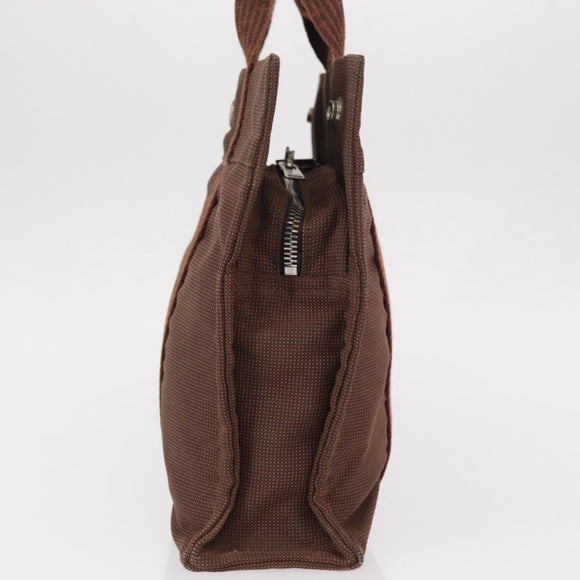 HERMES Her Line PM Tote Bag Canvas Brown Silver Auth 151279