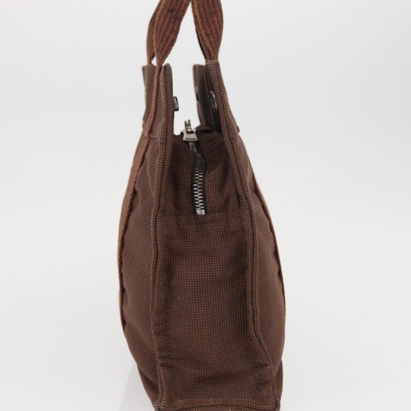 HERMES Her Line PM Tote Bag Canvas Brown Silver Auth 151279