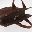 HERMES Her Line PM Tote Bag Canvas Brown Silver Auth 151279-6