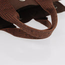 HERMES Her Line PM Tote Bag Canvas Brown Silver Auth 151279-7