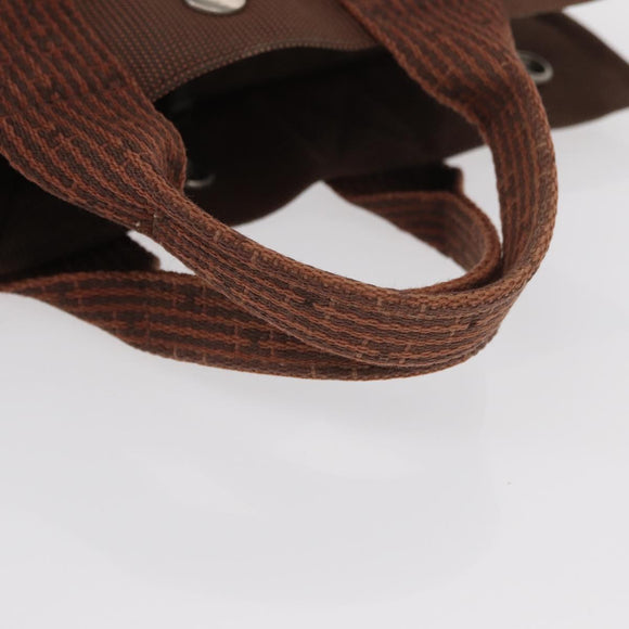 HERMES Her Line PM Tote Bag Canvas Brown Silver Auth 151279