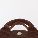 HERMES Her Line PM Tote Bag Canvas Brown Silver Auth 151279-8