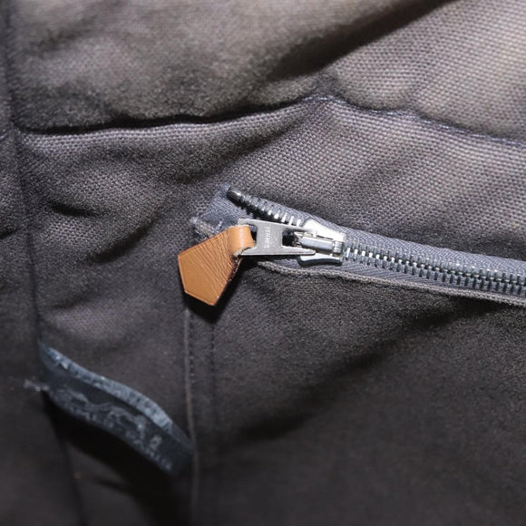 HERMES Fourre ToutMM Hand Bag Canvas Gray Silver Auth 151280