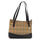 BURBERRY Nova Check Shoulder Bag Canvas Leather Beige Gold Auth 151281-1