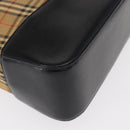 BURBERRY Nova Check Shoulder Bag Canvas Leather Beige Gold Auth 151281-9