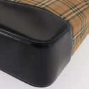 BURBERRY Nova Check Shoulder Bag Canvas Leather Beige Gold Auth 151281-14