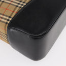 BURBERRY Nova Check Shoulder Bag Canvas Leather Beige Gold Auth 151281-15