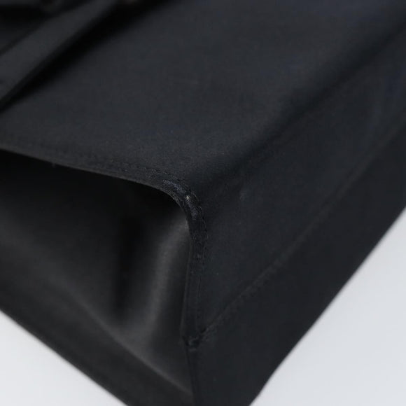 Salvatore Ferragamo Vala Hand Bag Satin 2way Black Silver Auth 151299