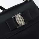 Salvatore Ferragamo Vala Hand Bag Satin 2way Black Silver Auth 151299-19