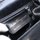 Salvatore Ferragamo Vala Hand Bag Satin 2way Black Silver Auth 151299-12