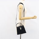 Salvatore Ferragamo Vala Hand Bag Satin 2way Black Silver Auth 151299-23