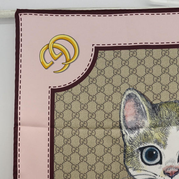 GUCCI x Yuko Higuchi Scarf Silk Beige Auth 151300M