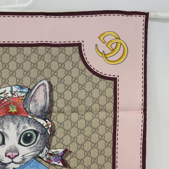 GUCCI x Yuko Higuchi Scarf Silk Beige Auth 151300M