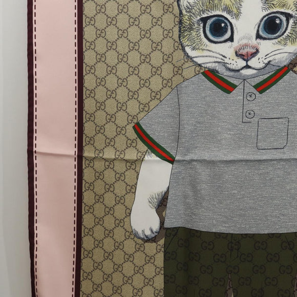 GUCCI x Yuko Higuchi Scarf Silk Beige Auth 151300M