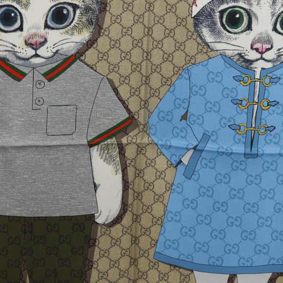 GUCCI x Yuko Higuchi Scarf Silk Beige Auth 151300M