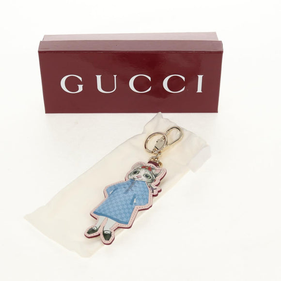 GUCCI GG Supreme x Yuko Higuchi Key Holder PVC Beige Gold Auth 151301M
