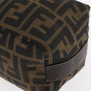 FENDI Zucca Canvas Vanity Pouch Black Brown gold Auth 151302-15