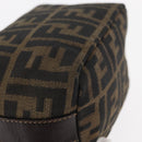 FENDI Zucca Canvas Vanity Pouch Black Brown gold Auth 151302-16
