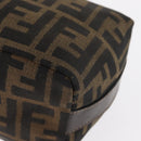 FENDI Zucca Canvas Vanity Pouch Black Brown gold Auth 151302-17