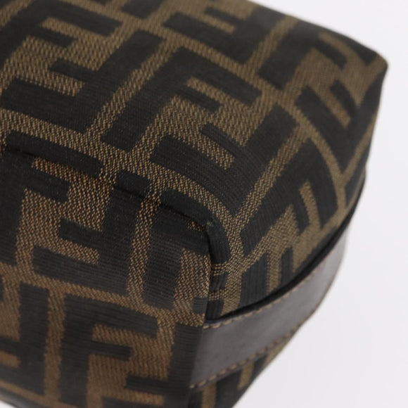 FENDI Zucca Canvas Vanity Pouch Black Brown gold Auth 151302