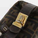 FENDI Zucca Canvas Vanity Pouch Black Brown gold Auth 151302-18