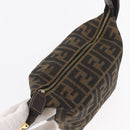 FENDI Zucca Canvas Vanity Pouch Black Brown gold Auth 151302-9
