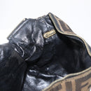 FENDI Zucca Canvas Vanity Pouch Black Brown gold Auth 151302-20