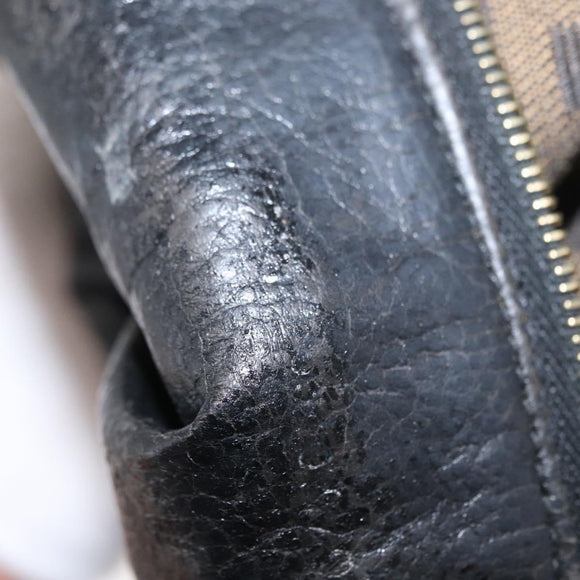 FENDI Zucca Canvas Vanity Pouch Black Brown gold Auth 151302