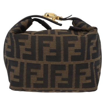 FENDI Zucca Canvas Vanity Pouch Black Brown gold Auth 151302 - 0