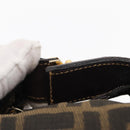 FENDI Zucca Canvas Vanity Pouch Black Brown gold Auth 151302-8