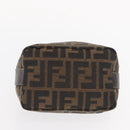 FENDI Zucca Canvas Vanity Pouch Black Brown gold Auth 151302-5