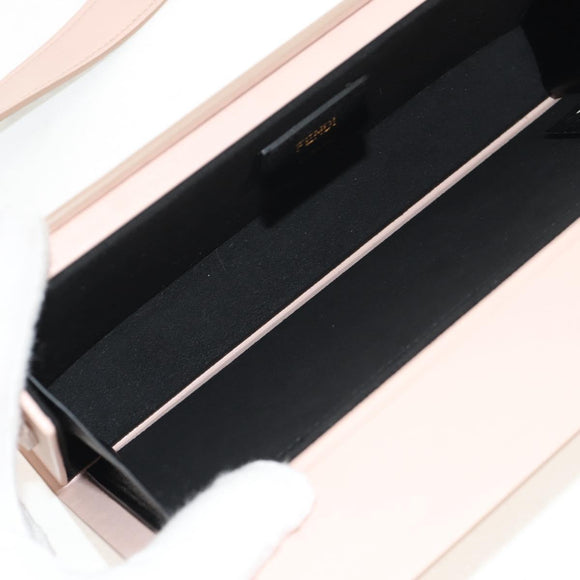 FENDI Box Horizontal Shoulder Bag Leather Pink Gold Auth 151310A