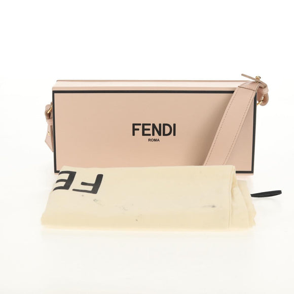 FENDI Box Horizontal Shoulder Bag Leather Pink Gold Auth 151310A