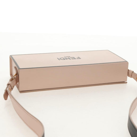FENDI Box Horizontal Shoulder Bag Leather Pink Gold Auth 151310A