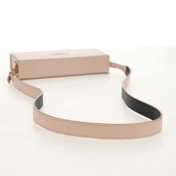 FENDI Box Horizontal Shoulder Bag Leather Pink Gold Auth 151310A