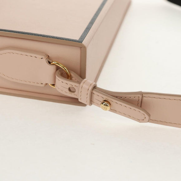 FENDI Box Horizontal Shoulder Bag Leather Pink Gold Auth 151310A