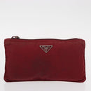 PRADA Pouch Nylon Canvas 4 Set Blue Red khaki Auth 151313-21