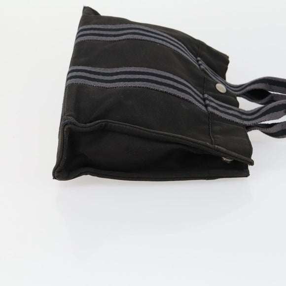 HERMES Bag Canvas 2 Set Black Light Beige Auth 151314