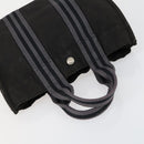 HERMES Bag Canvas 2 Set Black Light Beige Auth 151314-13