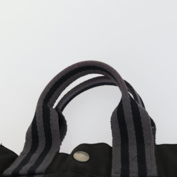 HERMES Bag Canvas 2 Set Black Light Beige Auth 151314