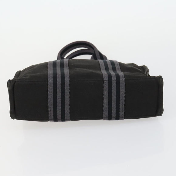 HERMES Bag Canvas 2 Set Black Light Beige Auth 151314