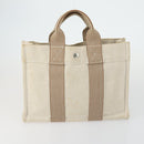 HERMES Bag Canvas 2 Set Black Light Beige Auth 151314-2