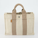 HERMES Bag Canvas 2 Set Black Light Beige Auth 151314-3