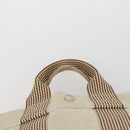 HERMES Bag Canvas 2 Set Black Light Beige Auth 151314-6